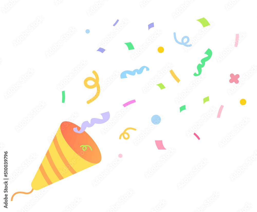 cute party popper illustration set. confetti, explosion, firecracker, celebration. Vector