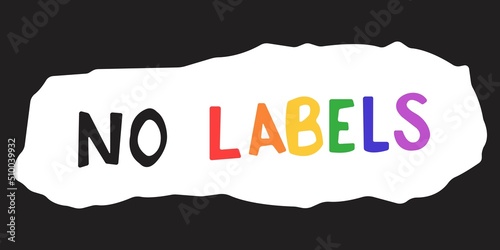 No labels, rainbow text on ripped paper. LGBTQIA Pride Month. Concept of Equality and self-affirmation. Vector illustration.