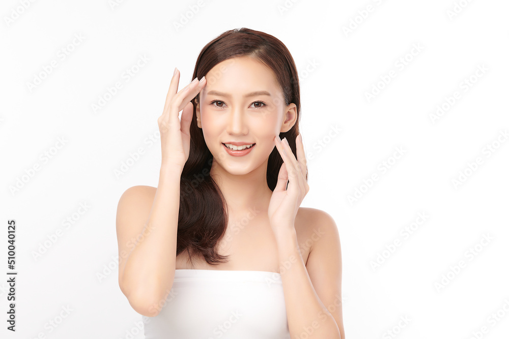 Beautiful young asian woman with clean fresh skin on white background, Face care, Facial treatment, Cosmetology, beauty and spa, Asian women portrait. Beautiful young asian woman with clean fresh skin on white background, Face care, Facial treatment, Cosmetology, beauty and spa, Asian women portrait.