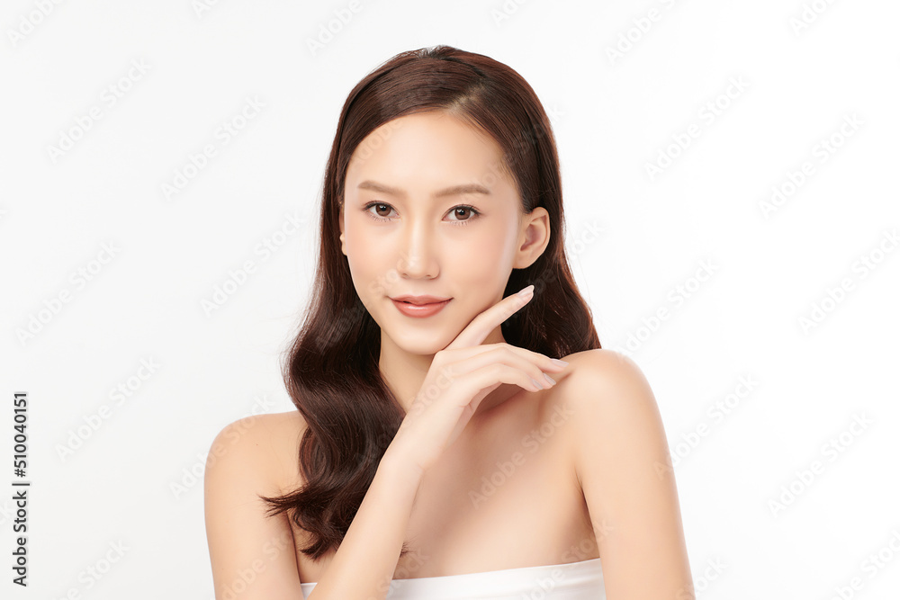 Beautiful young asian woman with clean fresh skin on white background, Face care, Facial treatment, Cosmetology, beauty and spa, Asian women portrait. Beautiful young asian woman with clean fresh skin on white background, Face care, Facial treatment, Cosmetology, beauty and spa, Asian women portrait.