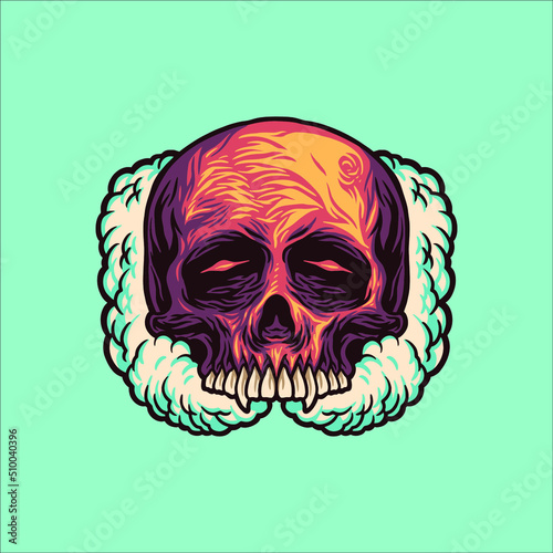 smoke weed and skull illustration vector design