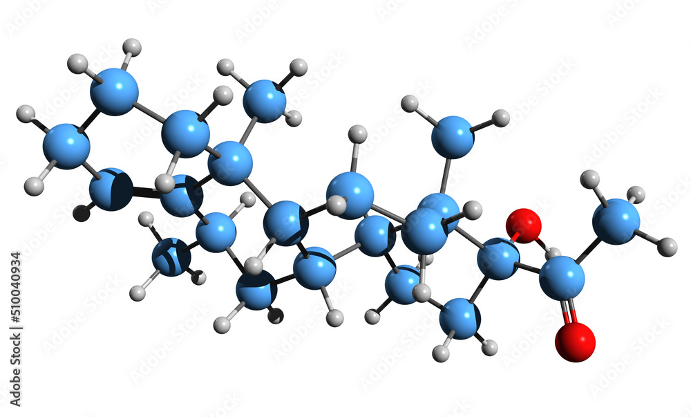 3D image of Anagestone skeletal formula - molecular chemical structure of progestin medication isolated on white background