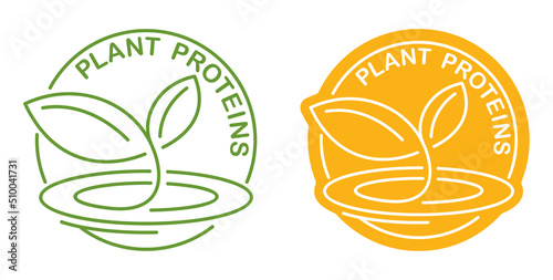 Plant proteins stamp - healthy nutrition stamp
