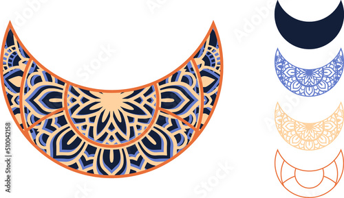 Design -mandala consists of 4 layers. Great for laser cutting machines. Cut each layer and glue together with glue. . You can change the color and size of the design.