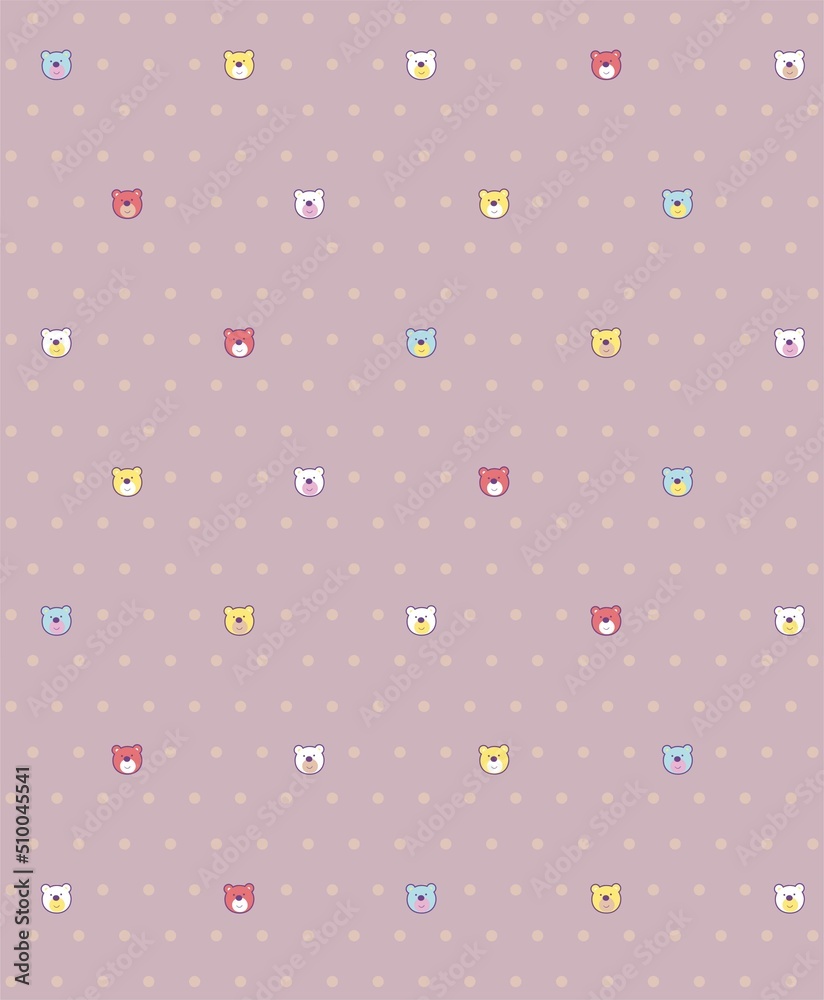 Print with background with bear faces Print with background with bear faces