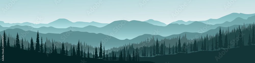 Landscape with mountains,  mountains in the morning.