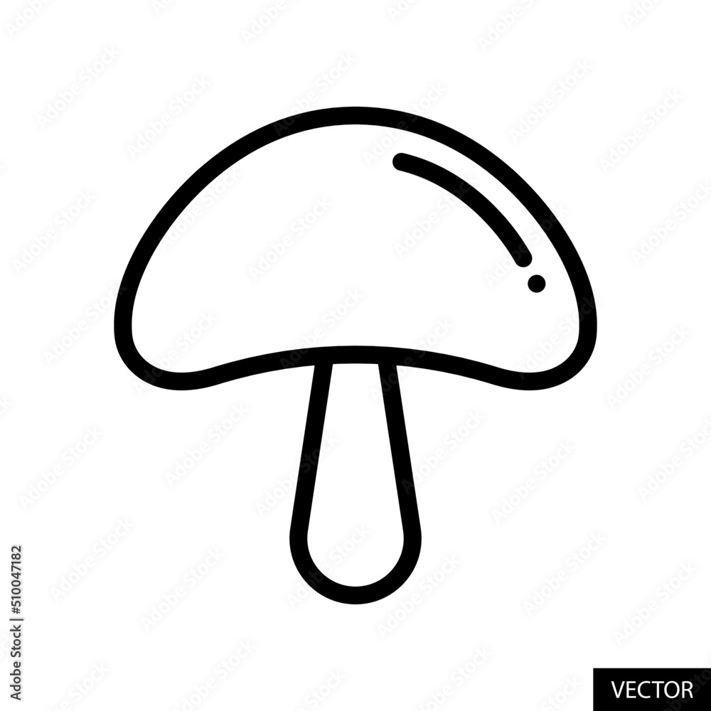 Edible mushroom vector icon in line style design for website design, app, UI, isolated on white background. Editable stroke. Vector illustration. Edible mushroom vector icon in line style design for website design, app, UI, isolated on white background. Editable stroke. Vector illustration.