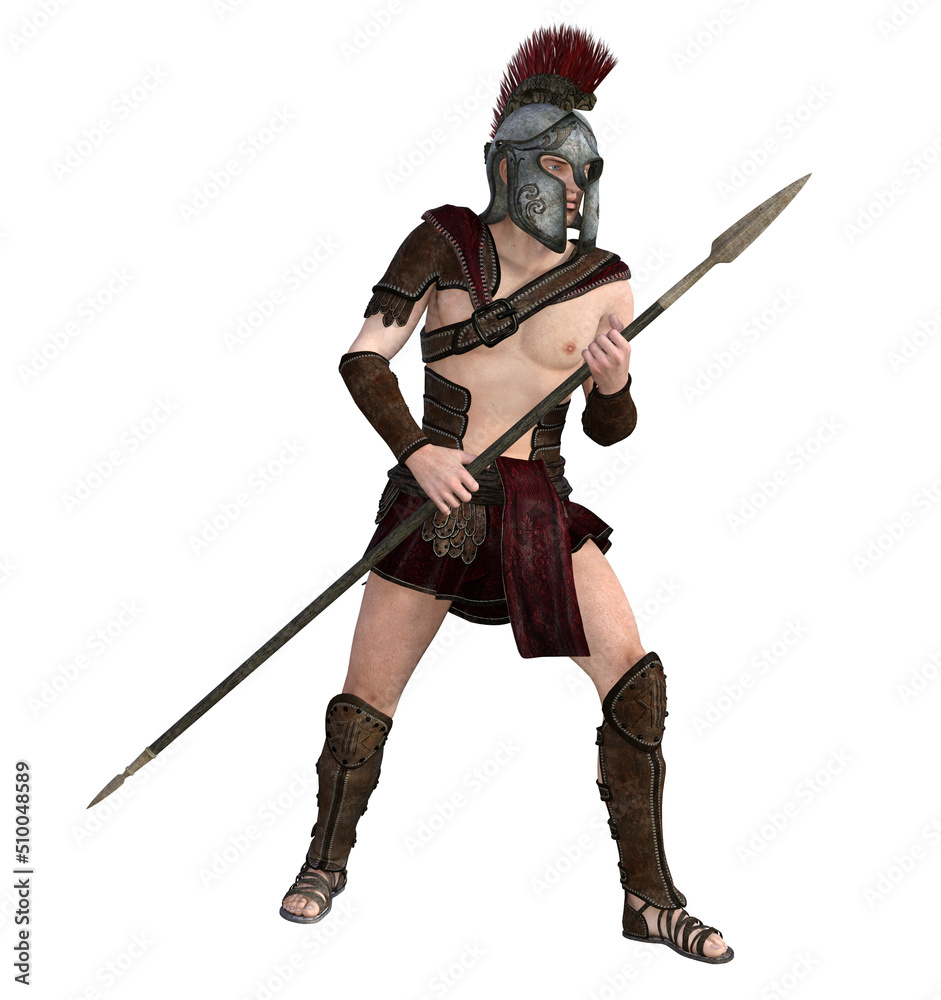 ancient soldier with a spear, centurion in war, 3d rendering ancient soldier with a spear, centurion in war, 3d rendering