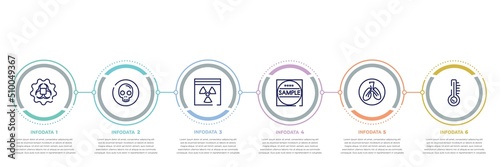 concept infographic design template. included contagious, death, hazmat, sample, respiratory, temperature icons and 6 option or steps.