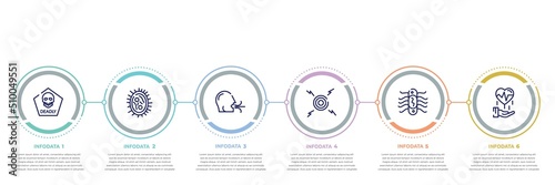 concept infographic design template. included deadly, bacterias, breath, pain, e coli, disease prevention icons and 6 option or steps.