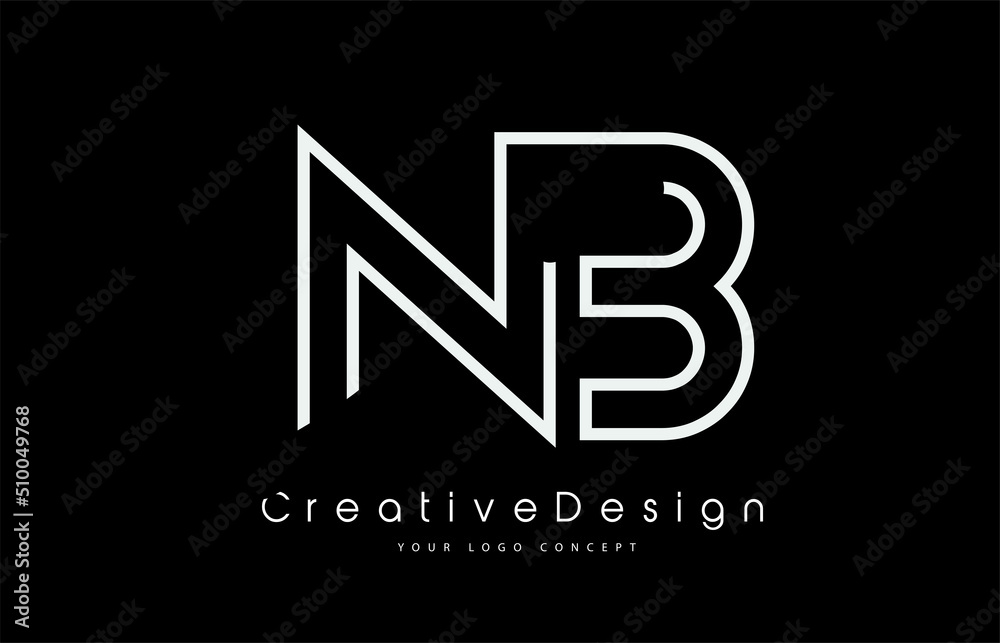 NB N B Letter Logo Design in White Colors.