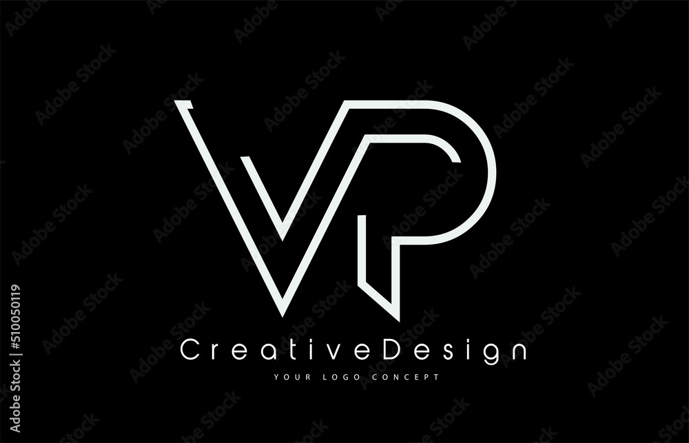 VP V P Letter Logo Design in White Colors.