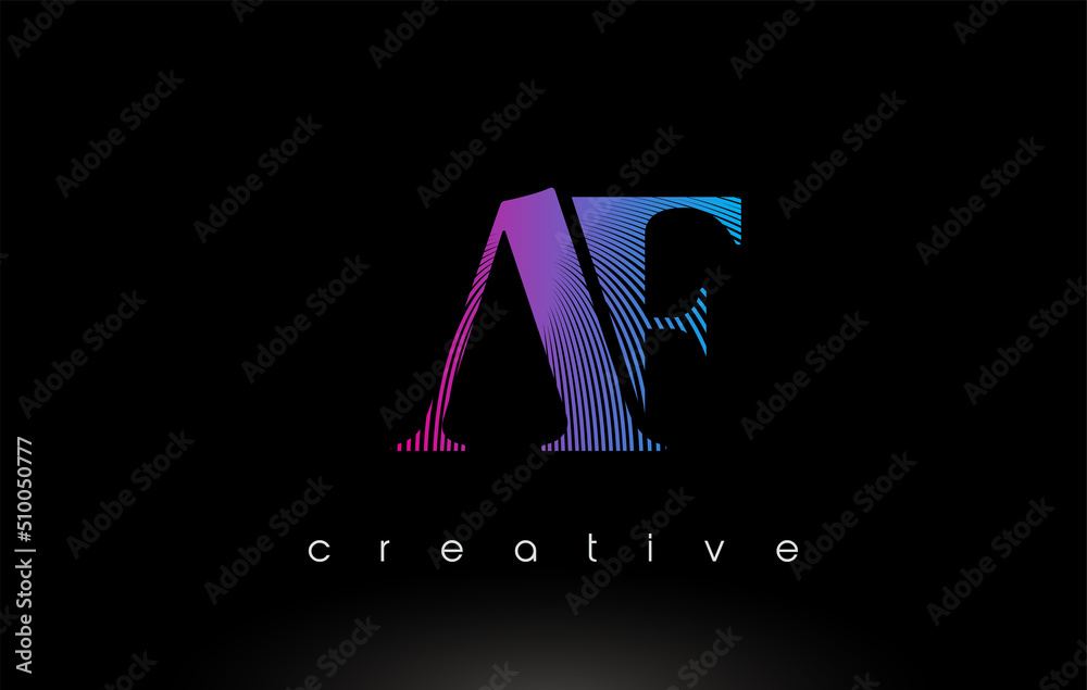 AF Logo Design With Multiple Lines and Purple Blue Colors. AF Logo Design With Multiple Lines and Purple Blue Colors.