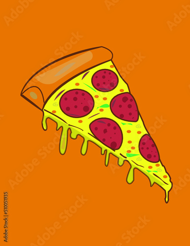 slice of pizza with pepperoni toppings with extra cheese