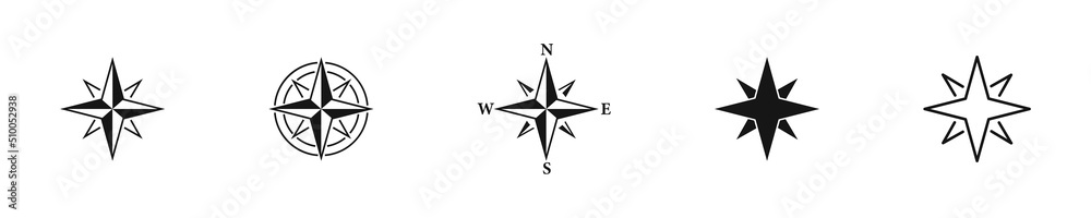 Compass icon set. Set of wind rose icons. Compass symbol collection. Compass icon set. Set of wind rose icons. Compass symbol collection.