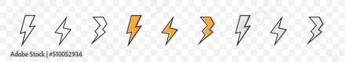 Thunderbolt lightning. Lightning bolt icons. Electric thunder bolt lightning flash icons set.