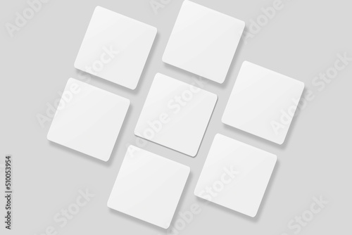 Blank square business card for mockup. 3D Render.