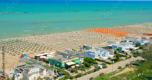 View Of Beach, Cesenatico, Emilia Romagna, Italy - high angle shot photo
