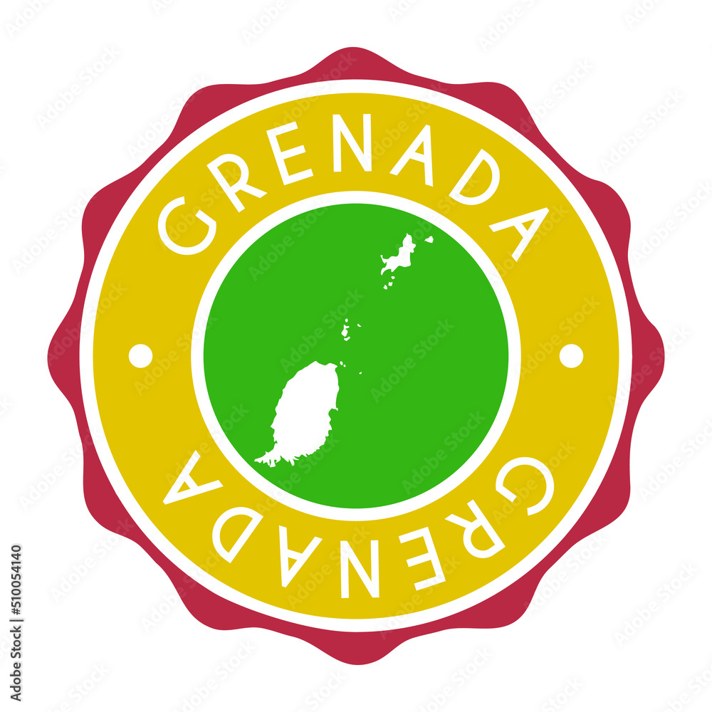 Grenada Badge Map Vector Seal Vector Sign. National Symbol Country Stamp Design Icon Label. 