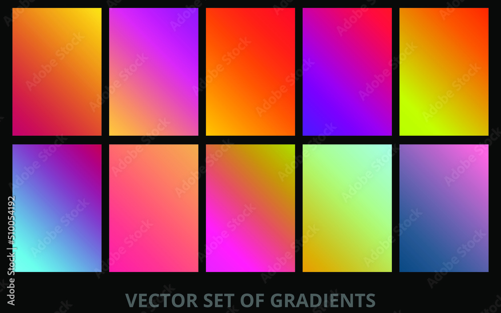 set of colorful backgrounds gradients vector