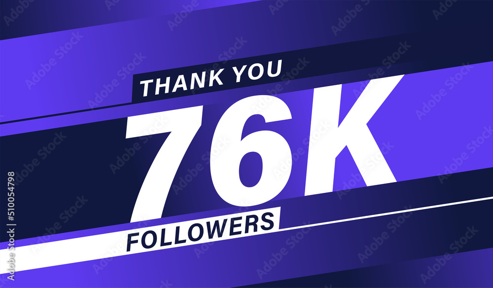 Thank you 76K followers modern banner design vectors