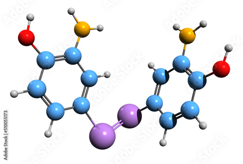  3D image of Arsphenamine skeletal formula - molecular chemical structure of dimer azobenzene isolated on white background photo