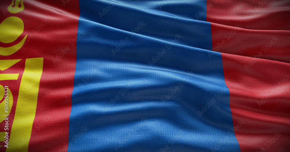 Fototapeta premium Mongolia national flag background illustration. Symbol of country