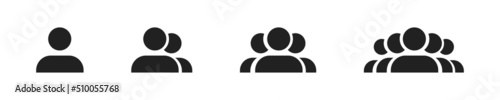 People icon set. Group of people. Human or user black silhouette. Vector illustration.