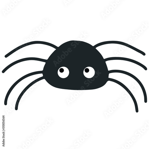 Simple vector of a black spider with cute big eyes. Nice spider kawaii.