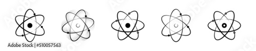 Atom icon set. Vector illustration. Atom icons collection.