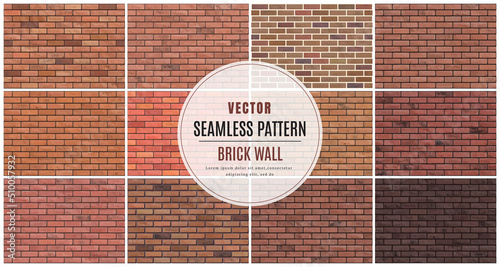 Block brick wall seamless pattern collection set texture background