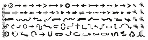 Arrow icon set. Arrow. Cursor. Collection different arrows sign. Black vector arrows icons. Modern simple arrows