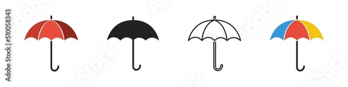 Umbrella icon set. Vector illustration. Umbrella symbol collection. photo
