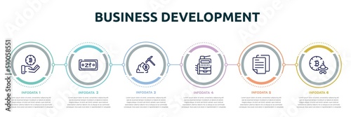 business development concept infographic design template. included rejected, finding, brilliant, analytic, digital, business plan icons and 6 option or steps.