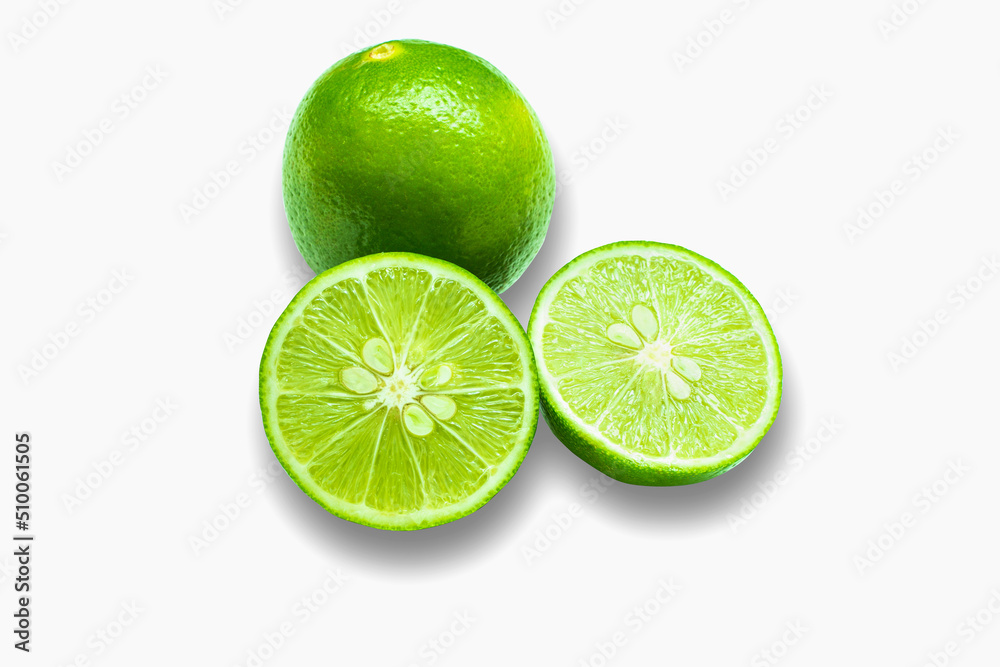 lime sliced on white background