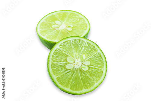 lime sliced on white background