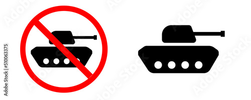 Photo Set of tank icon in flat style