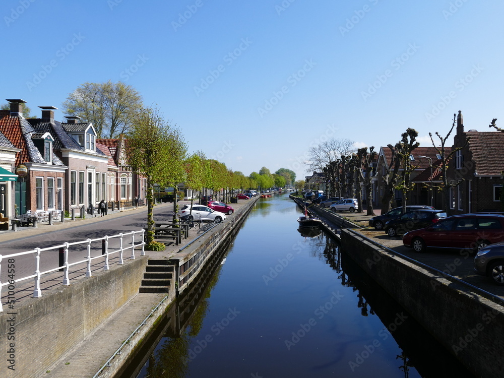 View of the Luts river through the main street of Balk, Friesland, The Netherlands
