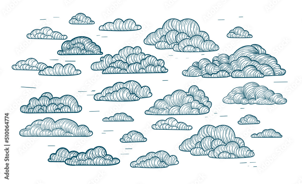 Wind. Isolated clouds from line on the white background. Wind. Isolated clouds from line on the white background.