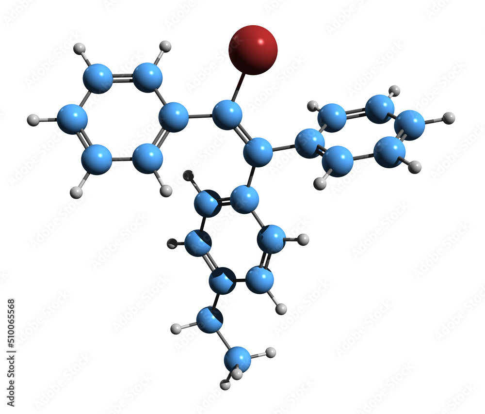 3D image of Broparestrol skeletal formula - molecular chemical structure of BDPE isolated on white background
3D image of Broparestrol skeletal formula - molecular chemical structure of BDPE isolated on white background