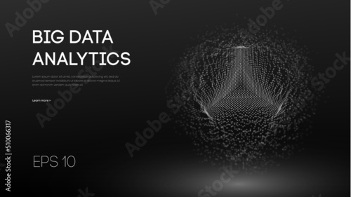Artificial intelligence analytics. Data technology science concept. Network analysis sphere abstract. Futuristic ai digital cloud. Cyber tech vector illustration machine learning. EPS 10.