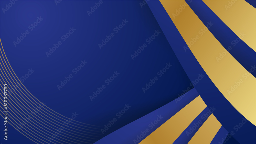 Abstract blue background with luxury elegant golden lines