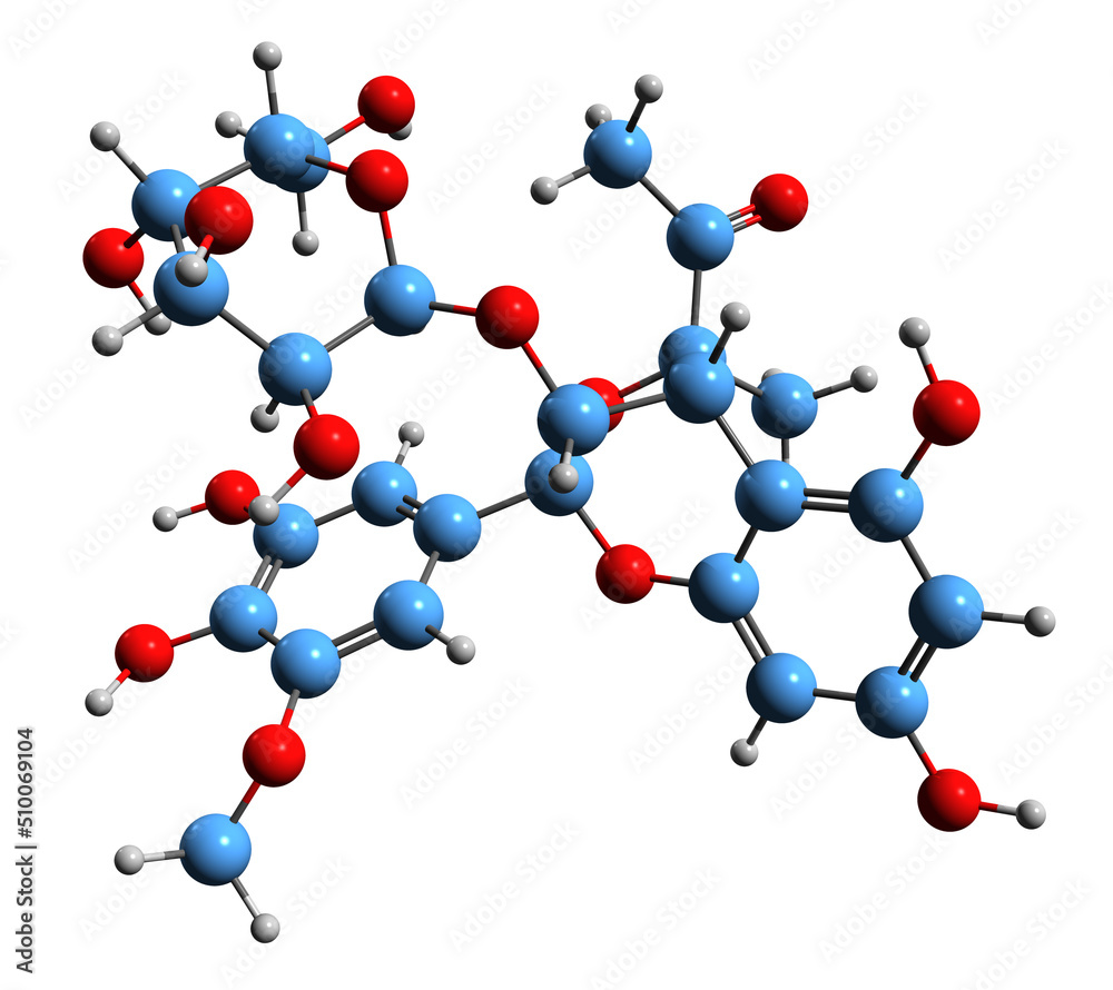 3D image of Castavinol skeletal formula - molecular chemical structure of natural phenolic compound isolated on white background
