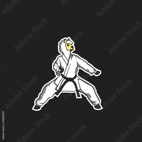 karate fighter sheep mascot