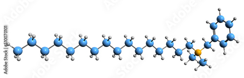  3D image of Cetalkonium chloride skeletal formula - molecular chemical structure of CKC isolated on white background
