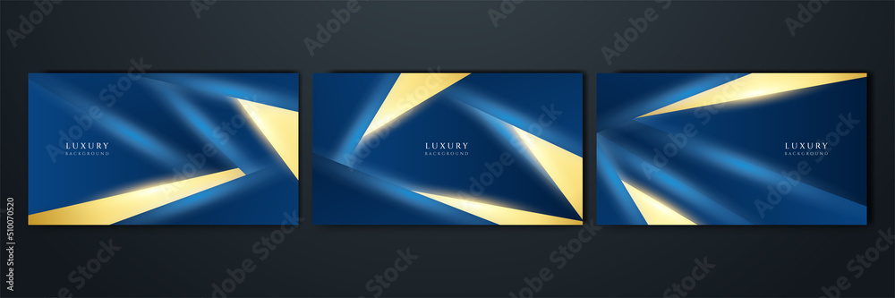 Set of luxury elegant dark blue background with golden lines Set of luxury elegant dark blue background with golden lines