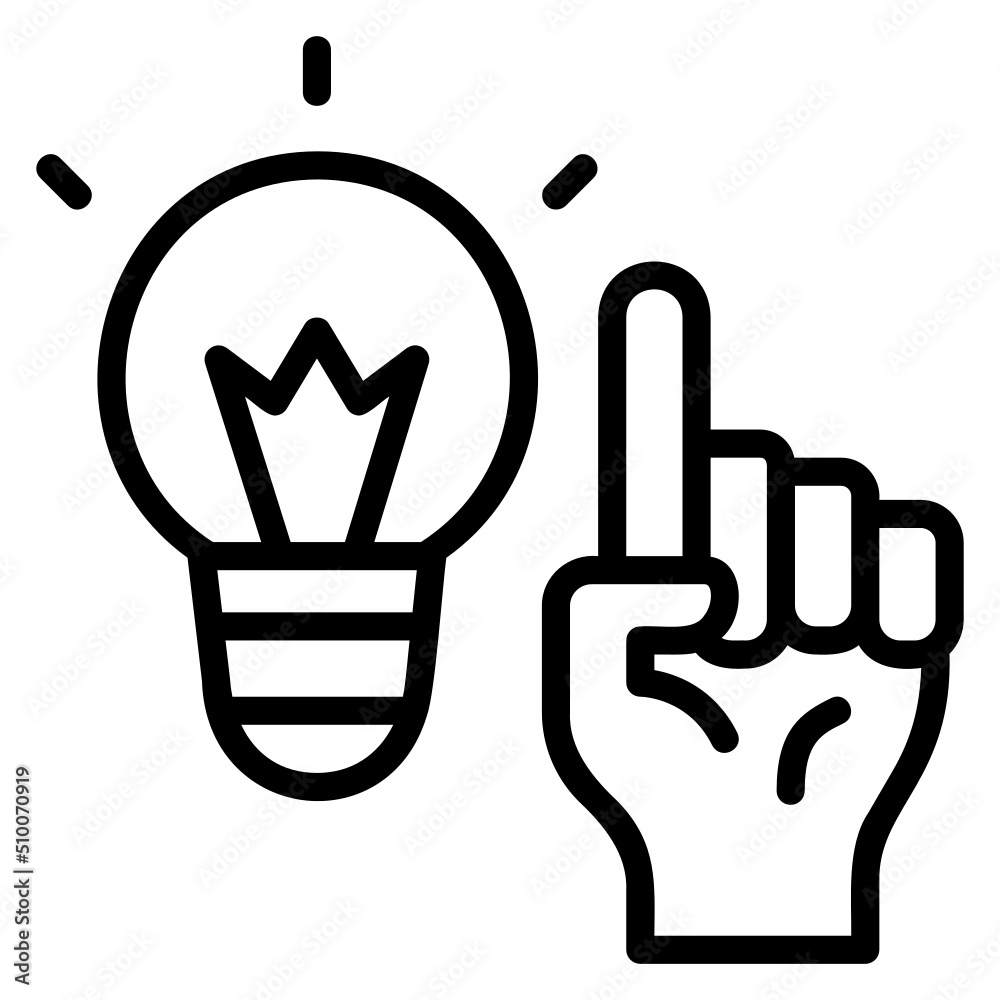 Hand Up With Idea line icon. Can be used for digital product, presentation, print design and more. Hand Up With Idea line icon. Can be used for digital product, presentation, print design and more.