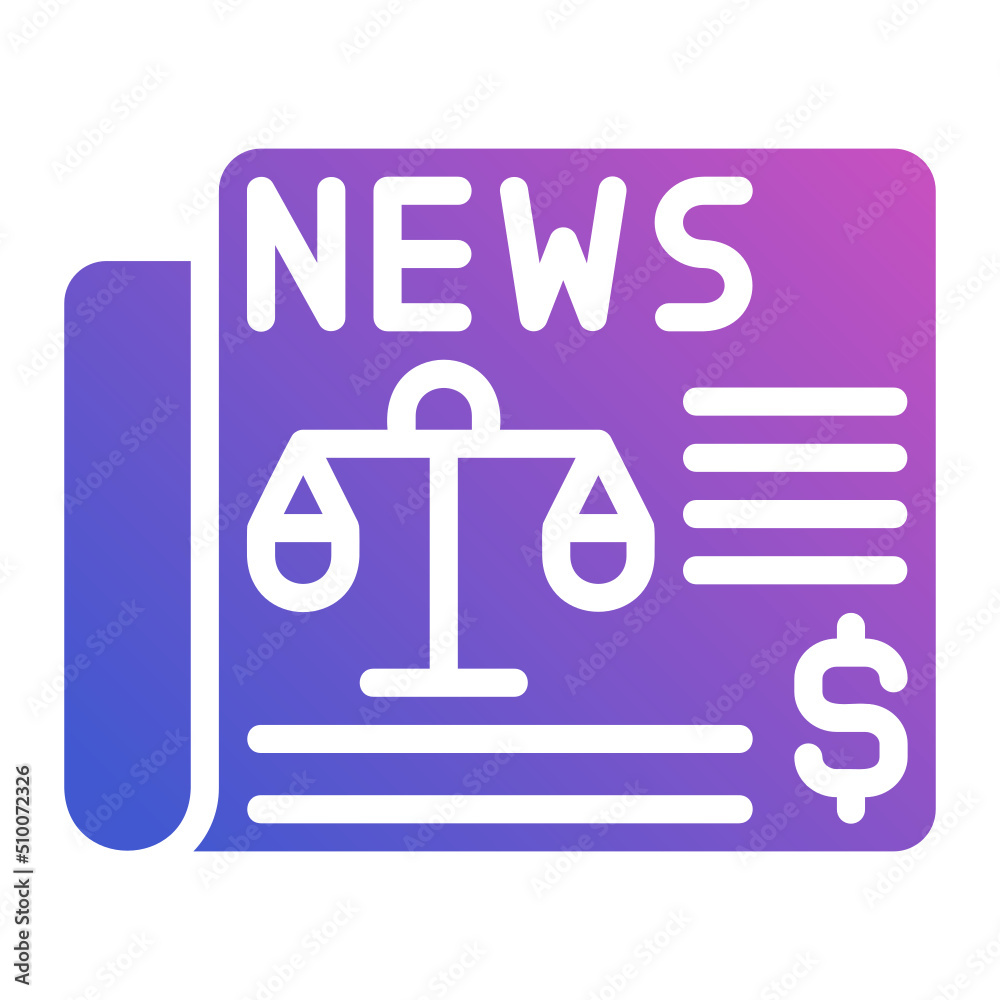 News Paper Auction flat gradient icon. Can be used for digital product, presentation, print design and more.