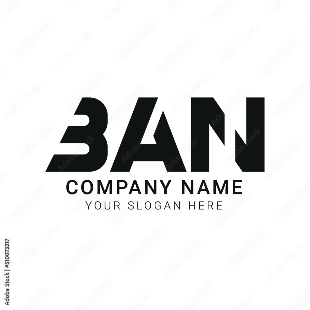 BAN letter logo design template BAN letter logo design template