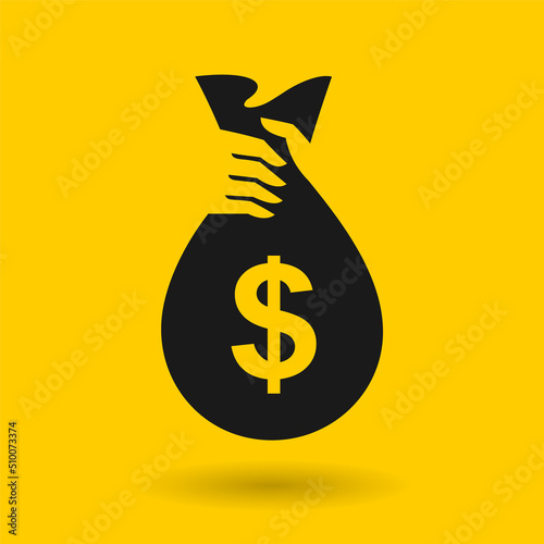 Bag of money logo with hand holding concept
